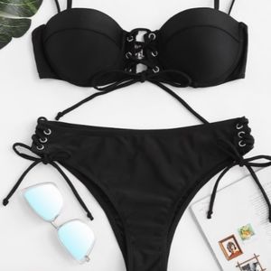 Black bikini with lace-up features!